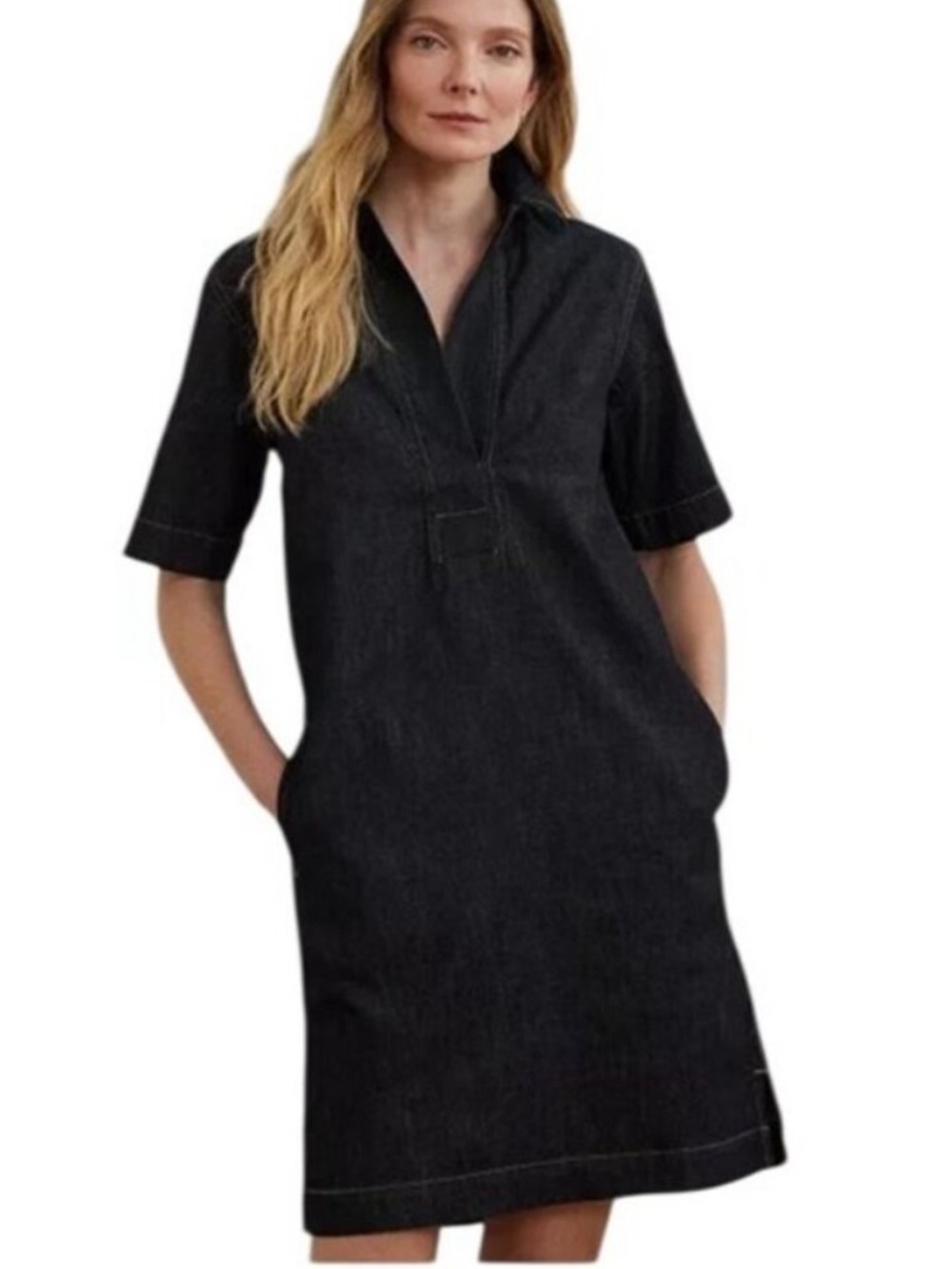 NWT Lauren Ralph Lauren Denim Shirt Dress Dark Navy Jones Street Wash Size M - Picture 2 of 14